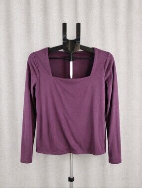 Express Plum Square Neck Long Sleeve Top